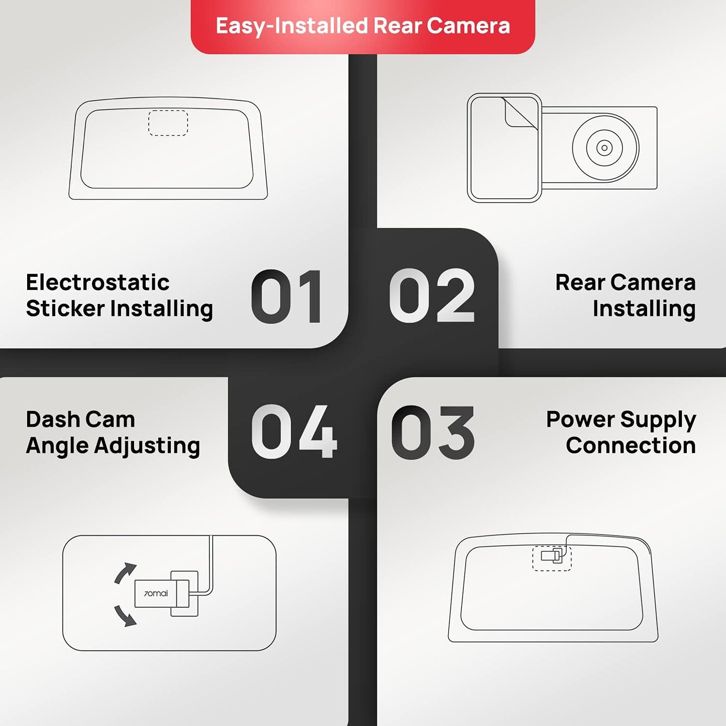 Dash Cam A400, Ivory, Front and Rear 2K QHD, 2" LCD, Built in Wifi, Parking Monitor, 145° Wide-Angle FOV, WDR Night Vision, Ios/Android Mobile App