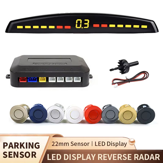 Car Reverse Radar Kit Vehicle Parking Sensor System with 4 Parking Sensors Backup Radar with LED Distance Display Beep Alarm