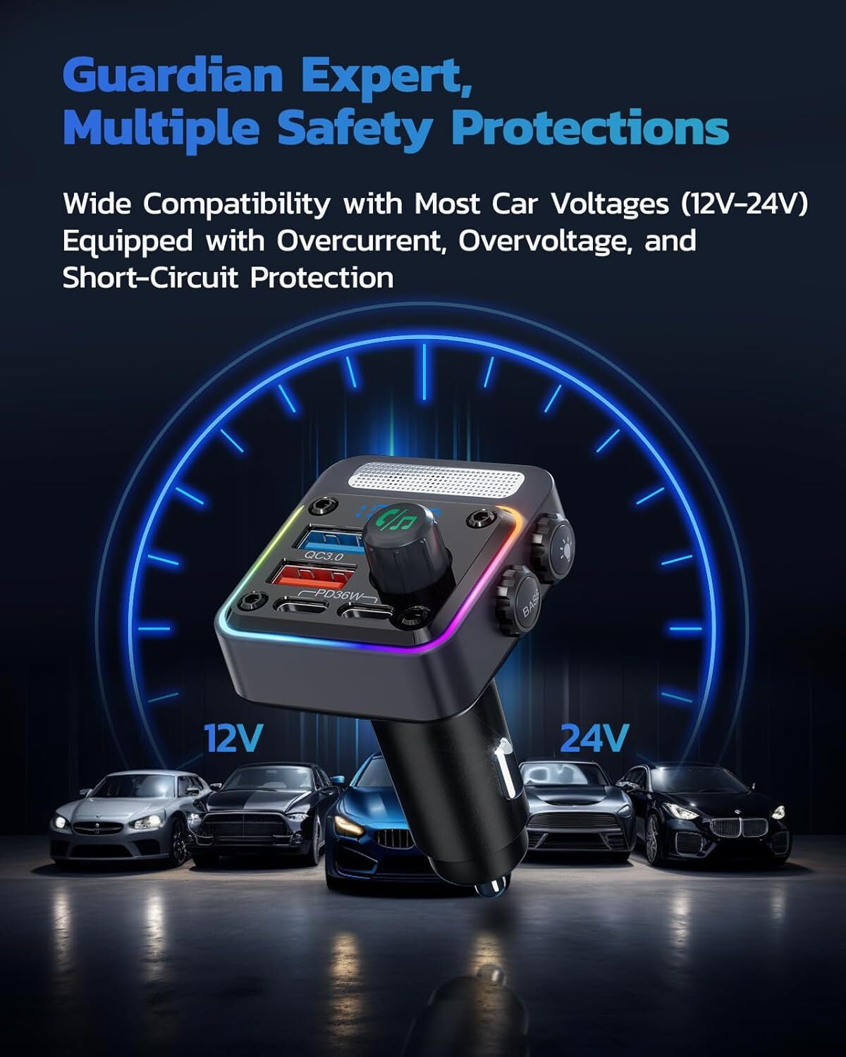 Cargador De Carro Para Celulares Con Blutu Bluetooth Musica Radio FM Llamadas