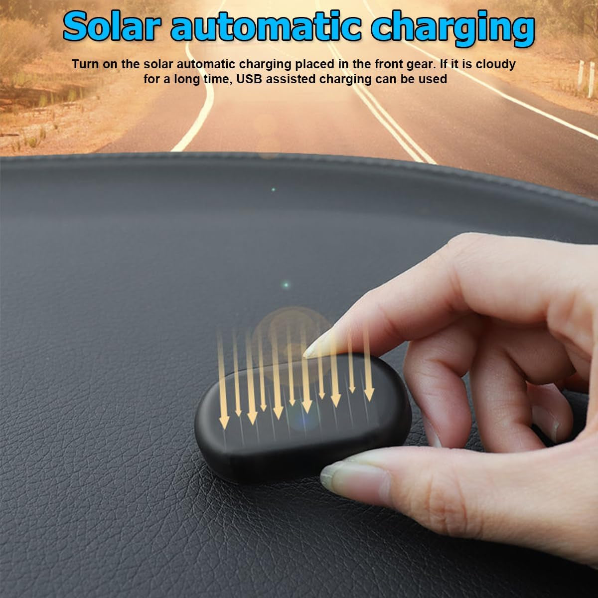 2PCS Car Solar Power Simulated Dummy Alarm, Warning Anti-Theft Vehicle LED Flashing Security Light Fake Lamp with USB Charger Port, Auto Interior Accessories, Universal for Most Cars (Blue/Red)