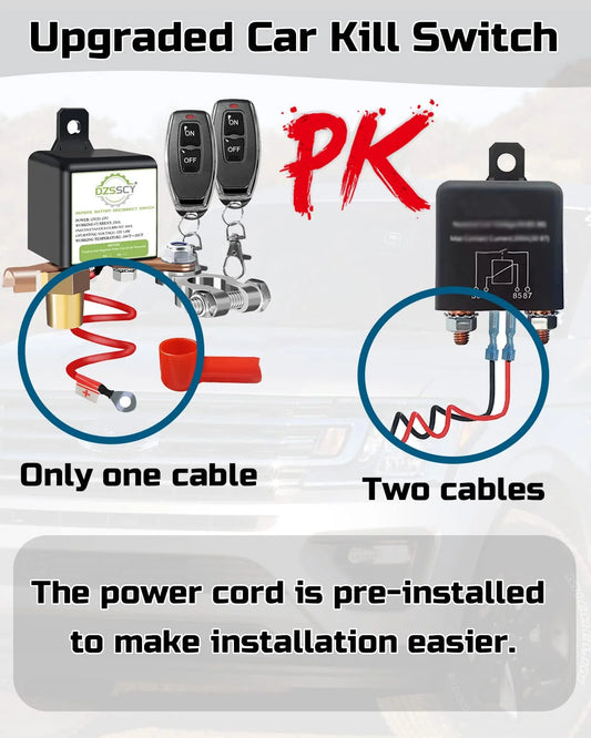 Remote Battery Disconnect Switch 12V, 250A, Upgrade Prevent Battery Drain,Disconnect Negative Car Kill Switch Anti-Theft,