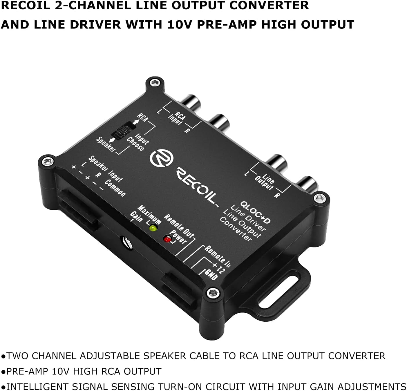SWS10 10 Inch 600W Slim Active Ported Subwoofer Enclosure with Installation Wiring Kits and Line Output Converter/Line Driver