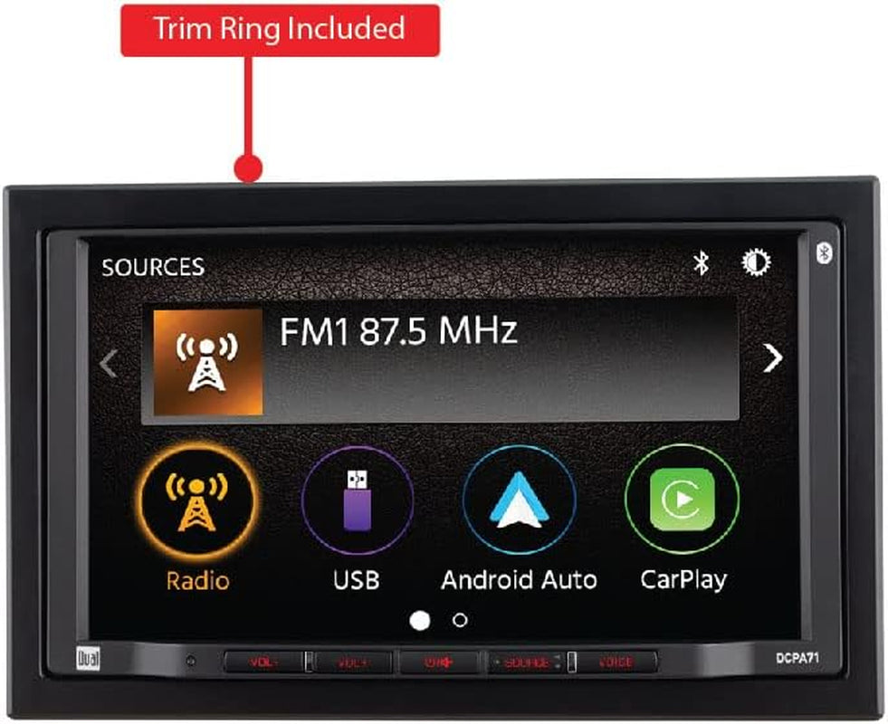 DCPA71 7-Inch Certified Apple Carplay Android Auto | Double DIN Touchscreen Car Stereo Radio | Bluetooth Hands Free Calling & Music Streaming | Backup Camera Input
