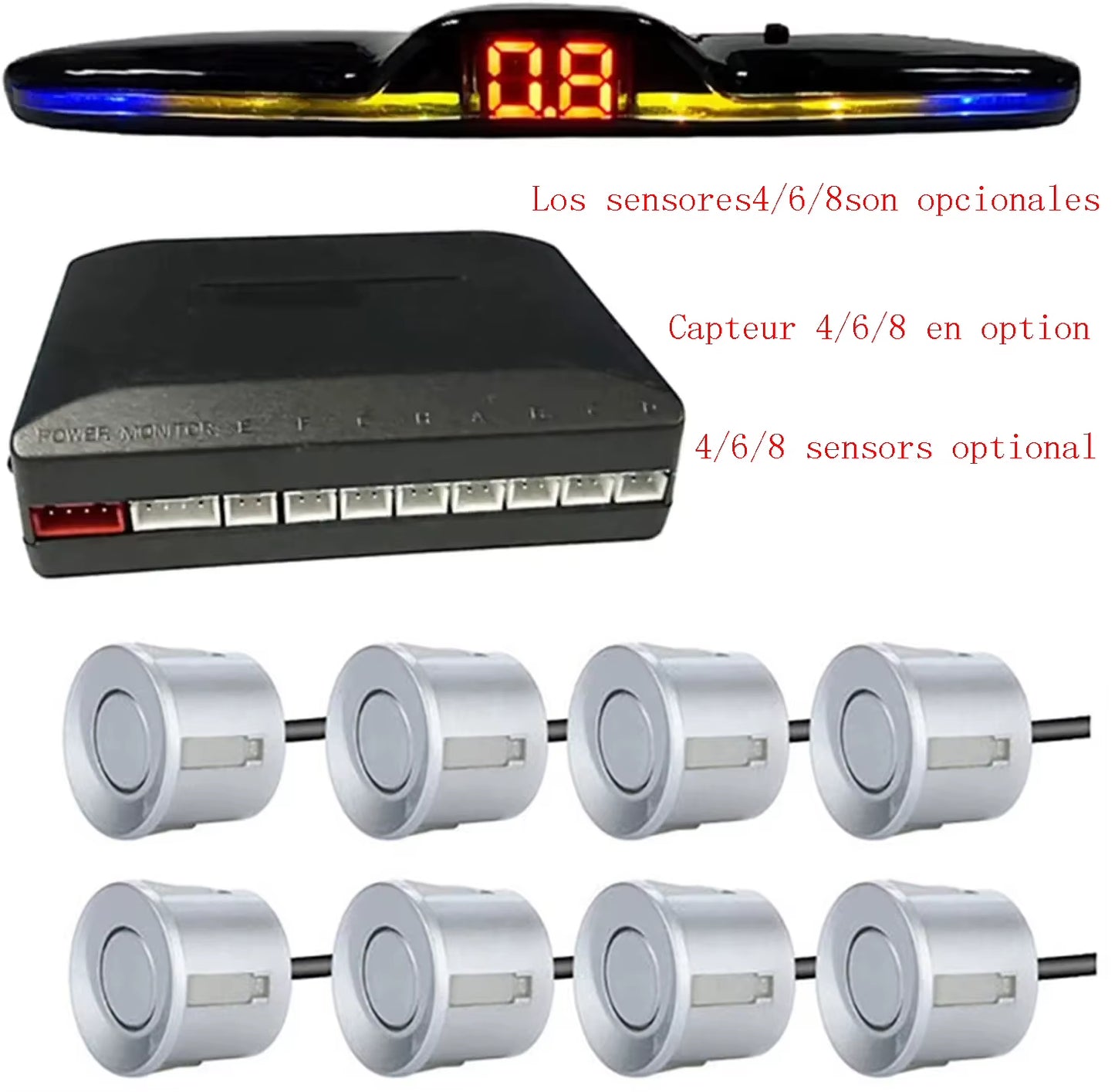 Multiple Radar Parking Sensor Kit Backlight Park Tronic LED Display System Backup Monitor Detector Assistant 4/6/8 Radar Sensor