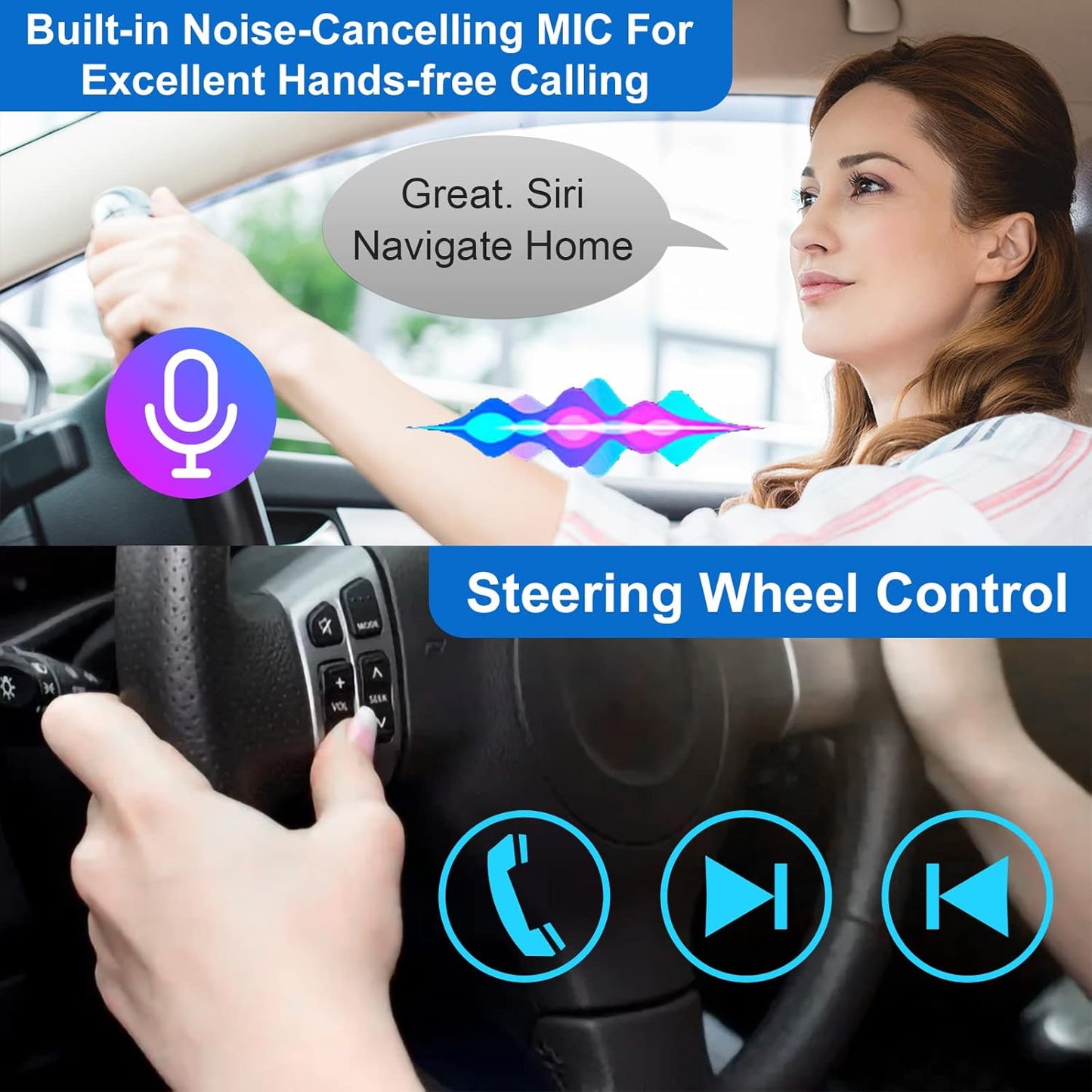 Double Din Car Stereo Radio Wireless Carplay & Wireless Android Auto, 7In Touchscreen Car Audio Receiver with Bluetooth,Rearview Camera,Am/Fm, GPS Navigation,Mirror Link,Subwoofer,Usb/Aux/Swc