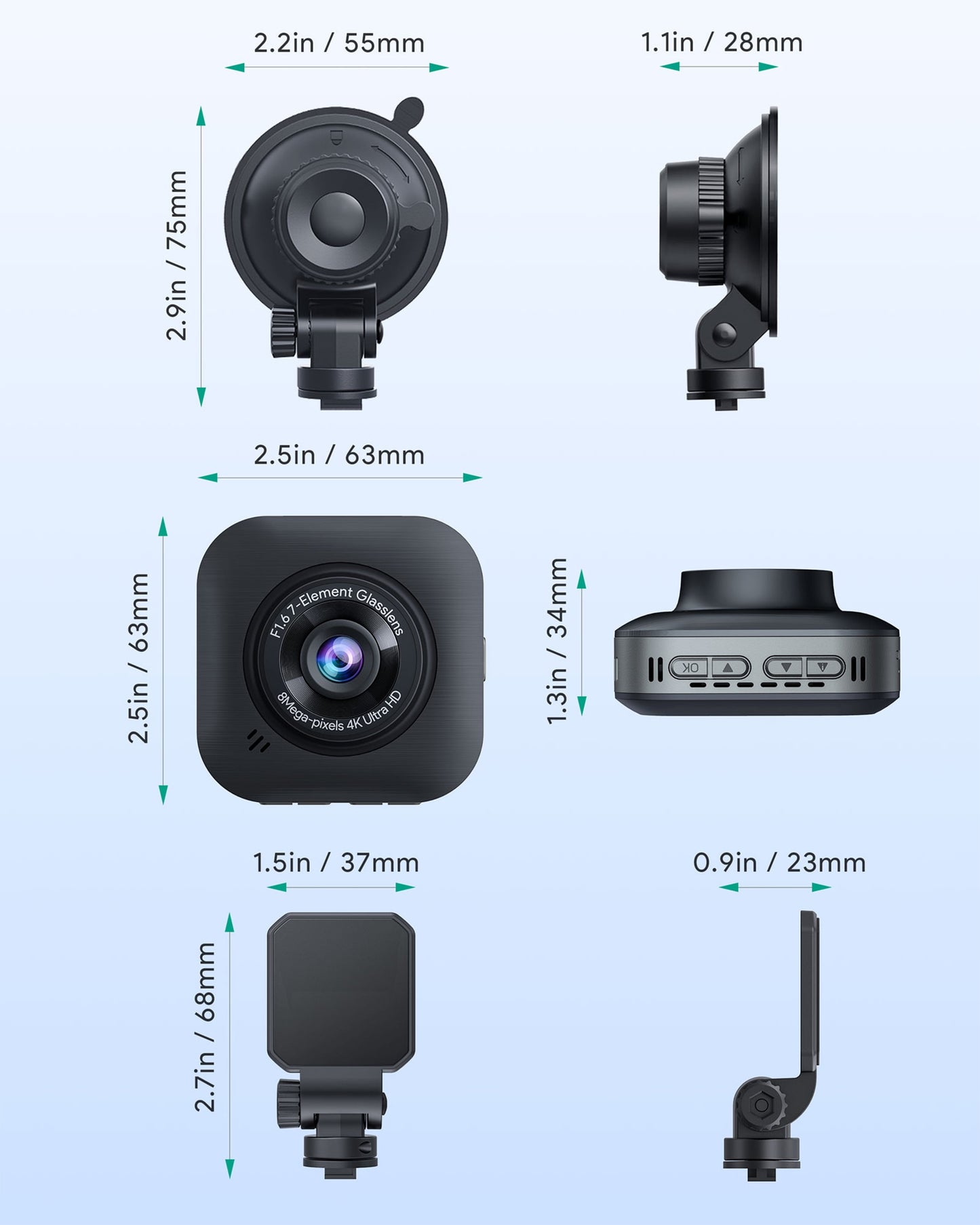 Tacklife 4K Car Dash Cam, Front Dashcam with Wifi & GPS, 2" IPS Screen, 170° Wide Angle, Loop and Emergency Recording, Parking Monitor, G-Sensor, WDR