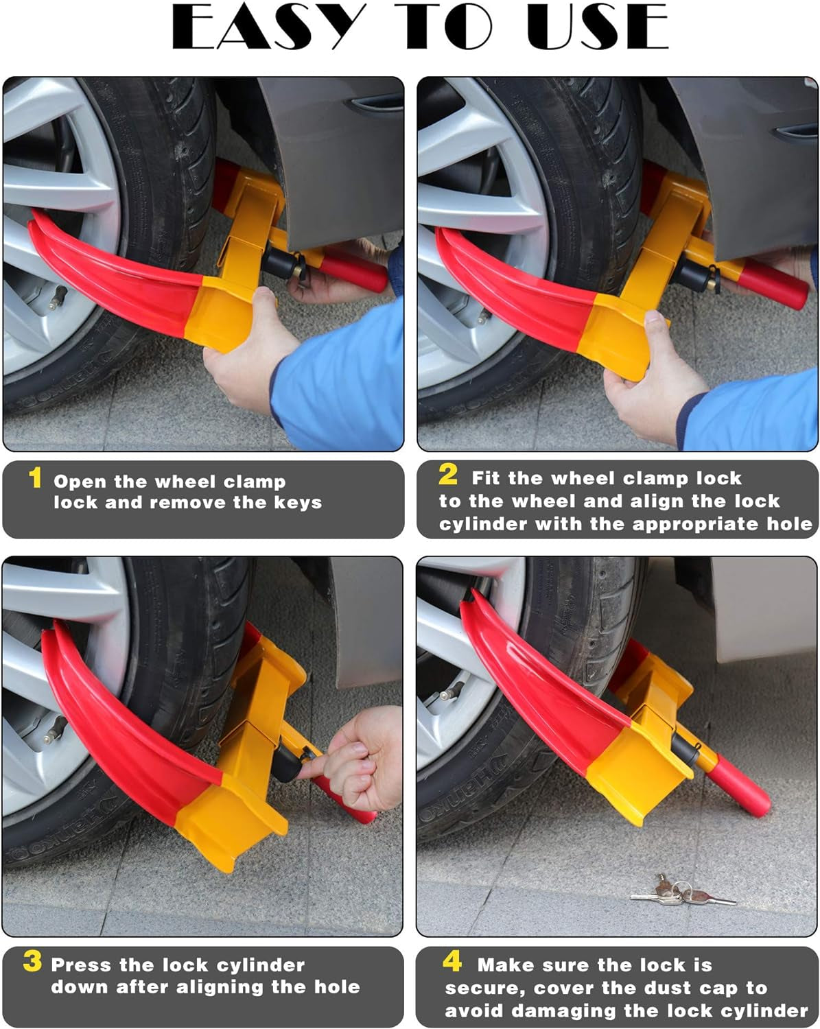Steering Wheel Lock and Car Wheel Lock Double Protection for Your Car anti Theft