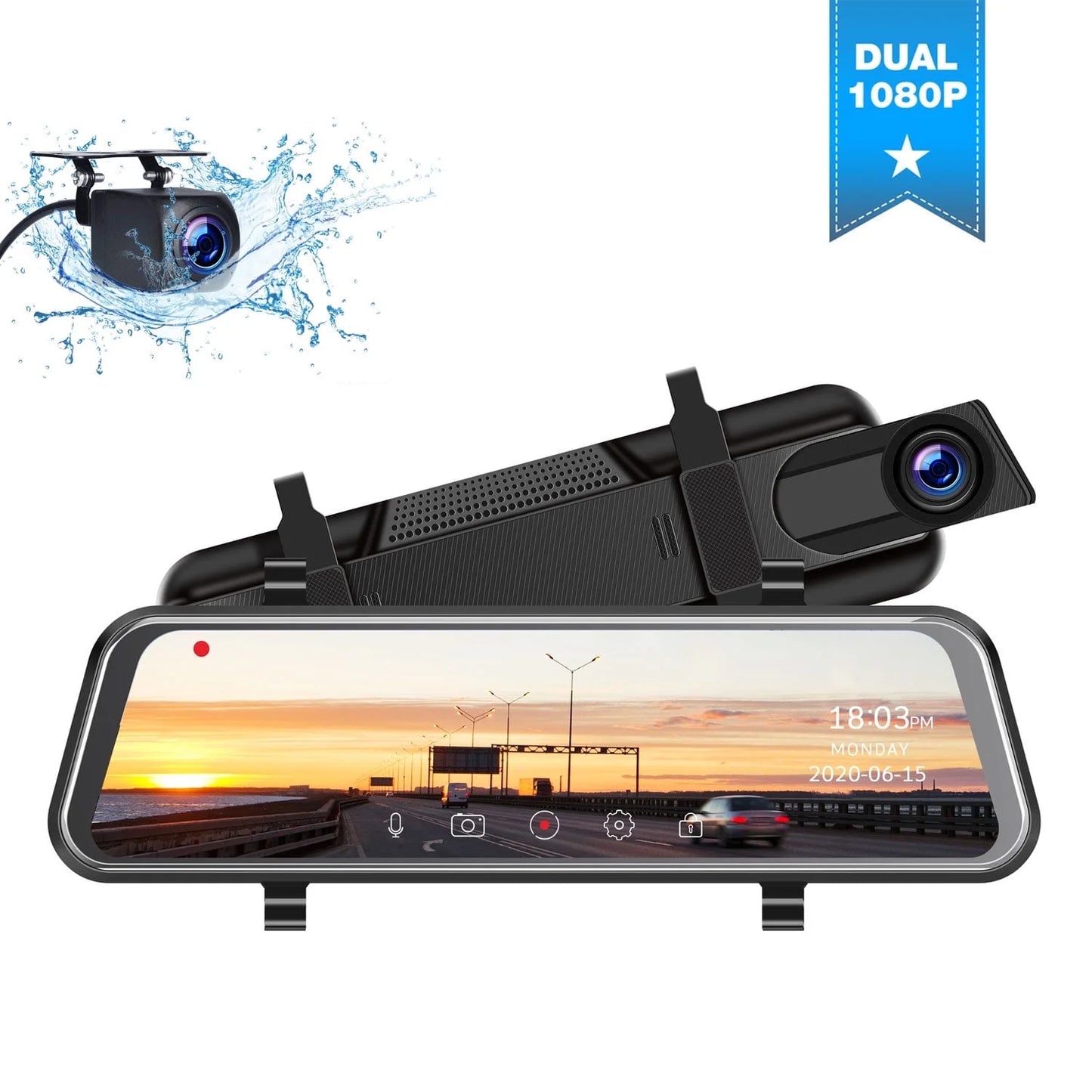 1080P Mirror Dash Cam for Car, 10" Full Touch Screen Dashcam Front and Rear, Night Vision, Parking Assist, Loop Recording, G-Sensor