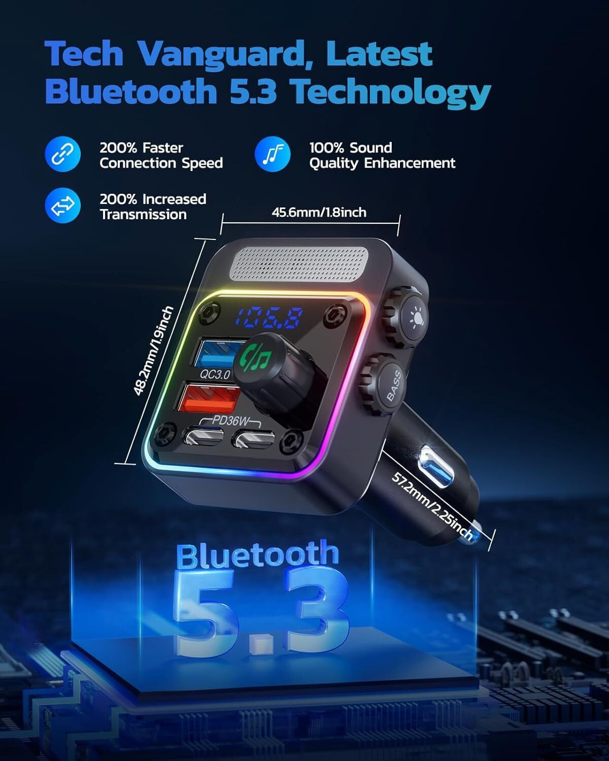 Cargador De Carro Para Celulares Con Blutu Bluetooth Musica Radio FM Llamadas
