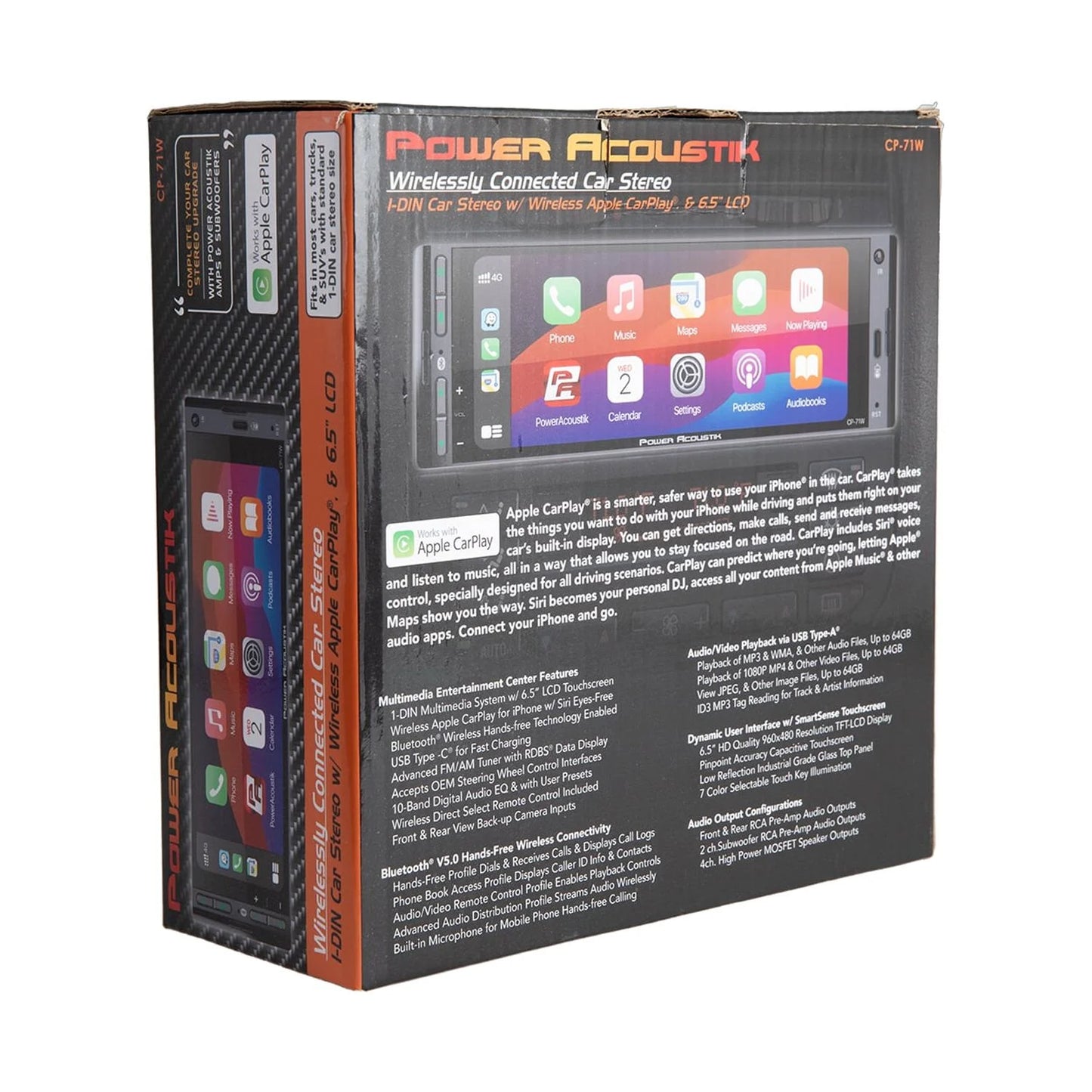 CP-71W Single DIN 6.5" Color Touchscreen Car Stereo with Bluetooth Connected Apple Carplay + Android Auto (New)