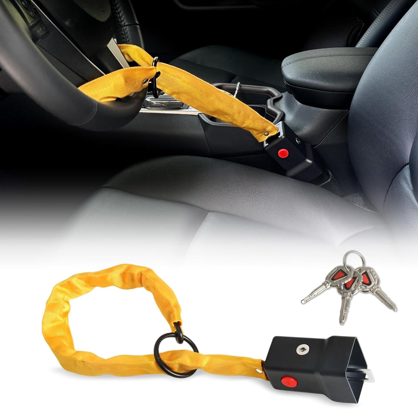 Steering Wheel Lock Anti-Theft Device - Car Theft Prevention with 3 Keys, Universal Wheel Lock for Cars, Trucks, Suvs (80Cm)