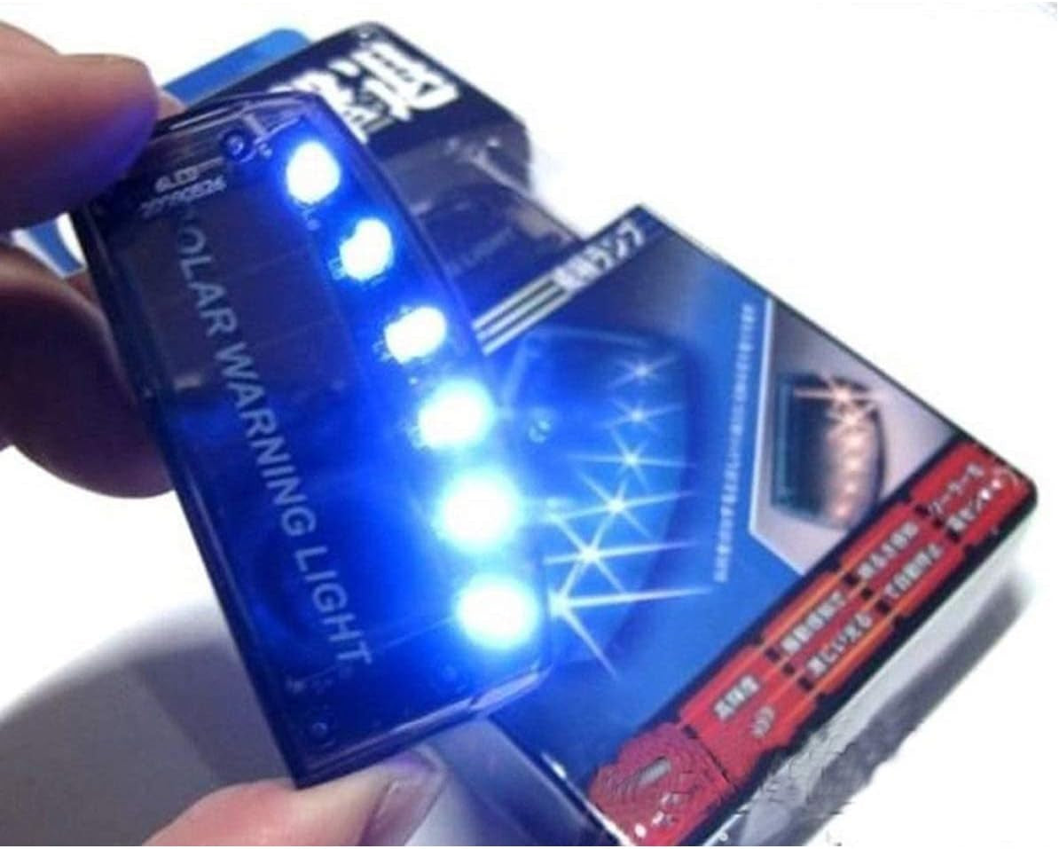 Car Fake Dummy Alarm Led Light Blue 6 LED Warning Light Solar Power Simulated Security Anti-Theft Flashing Light Car Burglar Alarm Light