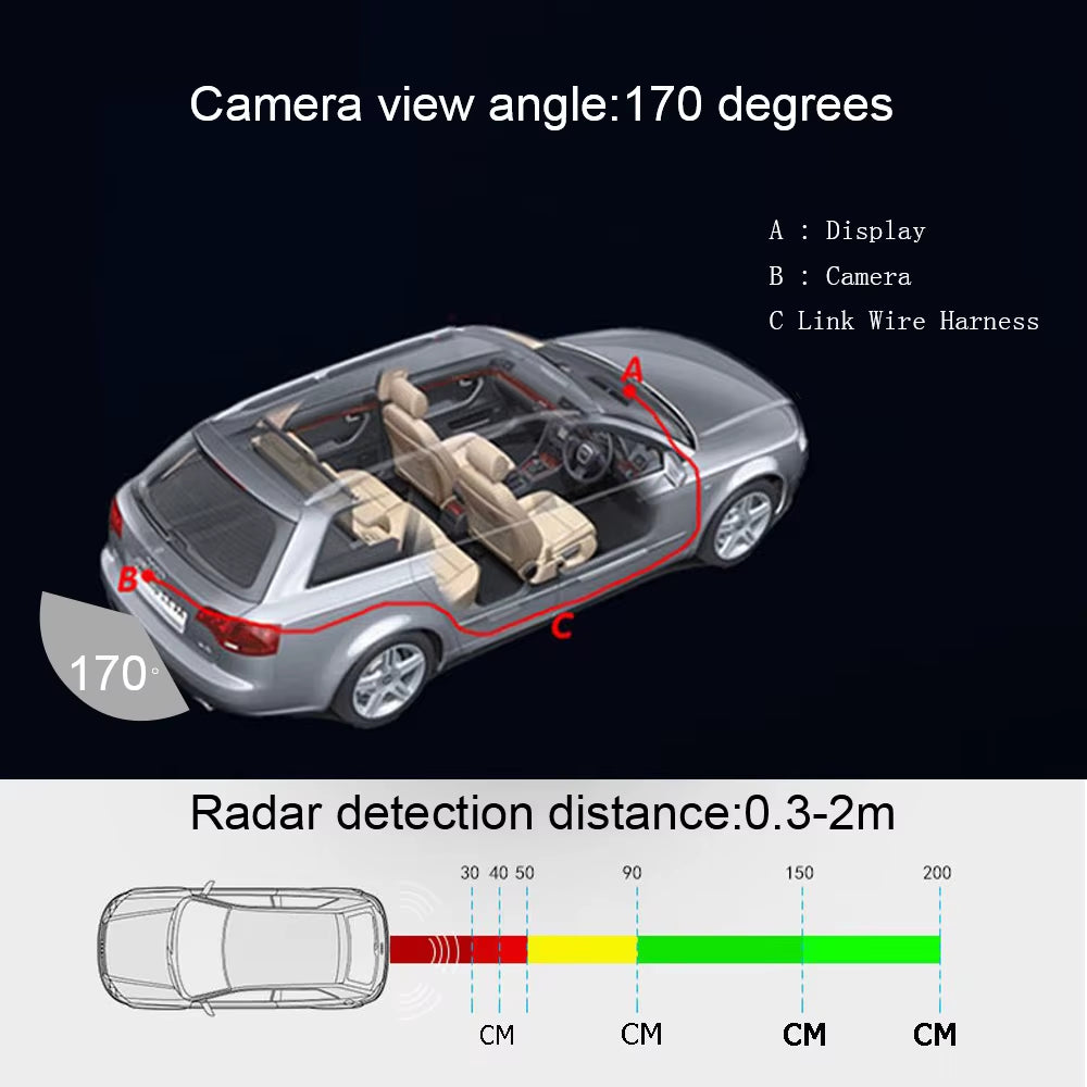 12V Car PDC 3 in 1 Rear View Camera Parking Sensor Radar Set License Plate Lights Distance Control Parktronic System Universal