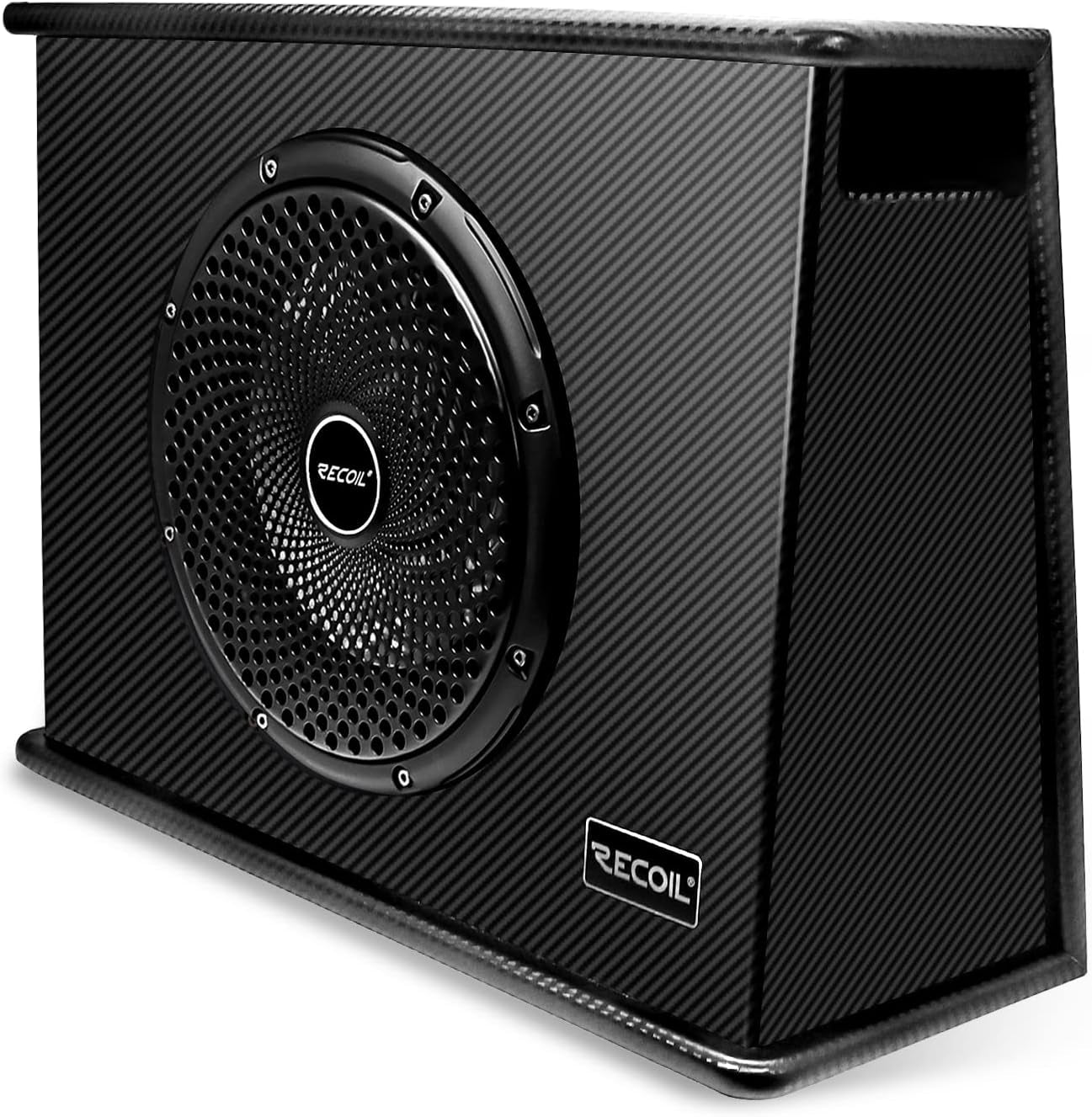 SWS10 10 Inch 600W Slim Active Ported Subwoofer Enclosure with Installation Wiring Kits and Line Output Converter/Line Driver