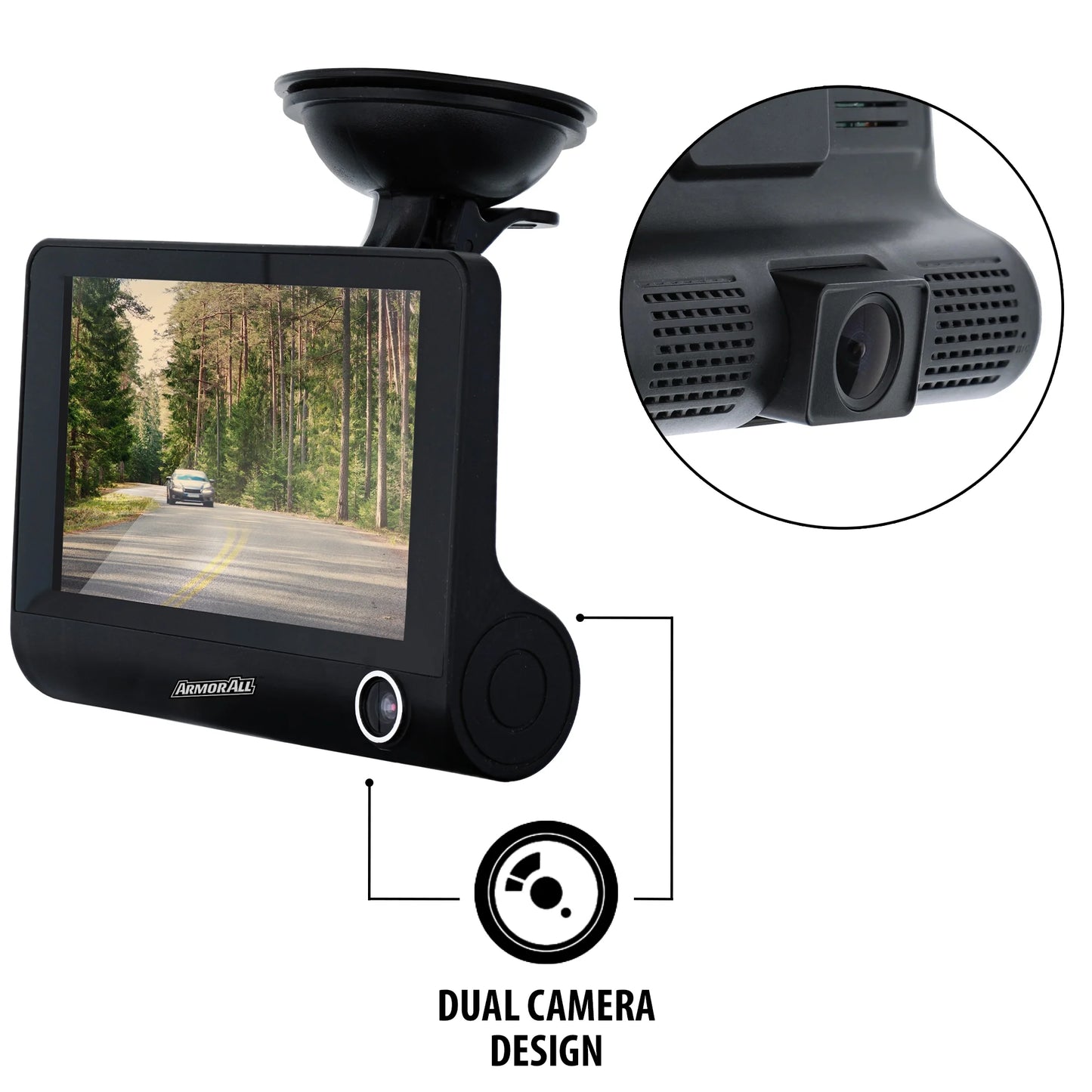 New Universal 4 Inch LCD 1080P HD Dual-Lens Dash Camera, G-Sensor Detects Motion and Accidents, Two Cameras, Micro-Sd Card Slot