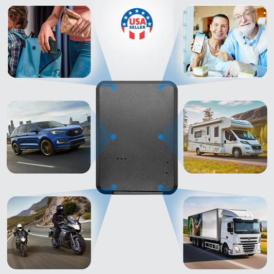 Small Magnetic GPS Tracker for Vehicles - Hidden Real Time Car Tracking Device, 4 - 6 Weeks Battery Life, Splash-Proof, Portable GPS Trackers for Kids & Seniors