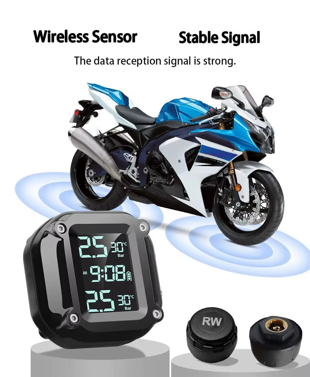 Motorcycle Tire Pressure Monitor M5 Combination Digital Display External Motorcycle Wireless Tire Pressure Detector