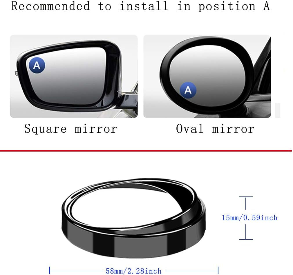 2PCS Small Blind Spot Mirror,2" round HD Glass Convex Rear View Mirror,Strong Adhesive Mirror for Car, Van, SUV and Trucks (2"(50Mm), Black Frame)