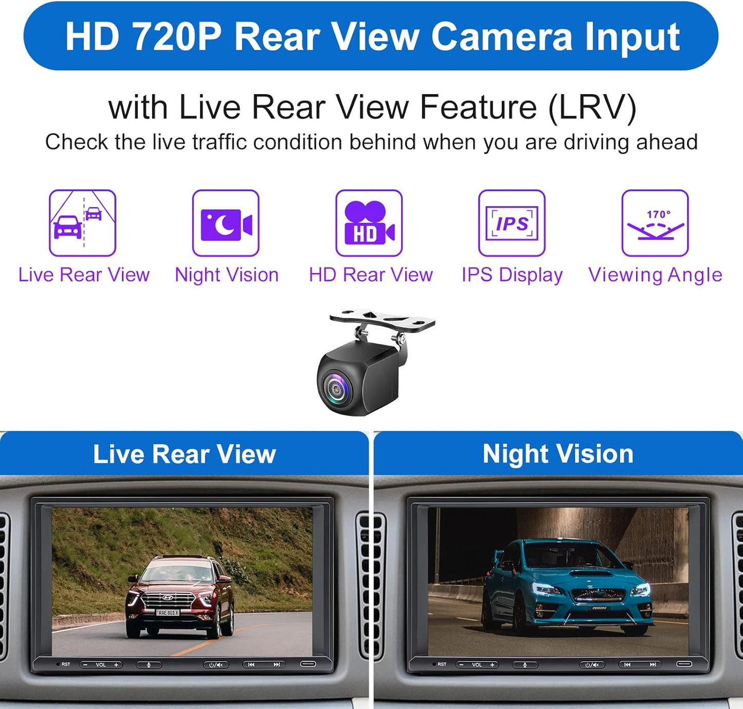 Double Din Car Stereo Radio Wireless Carplay & Wireless Android Auto, 7In Touchscreen Car Audio Receiver with Bluetooth,Rearview Camera,Am/Fm, GPS Navigation,Mirror Link,Subwoofer,Usb/Aux/Swc