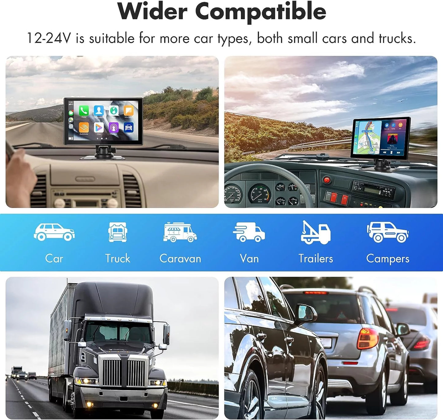 Portable Car Stereo, Wireless Apple Carplay&Android Auto, 9 Inch FHD Touchscreen Car Audio Receivers Bluetooth, Backup Camera, Voice Control, GPS Navi, Mirror Link, FM, AUX/USB/TF
