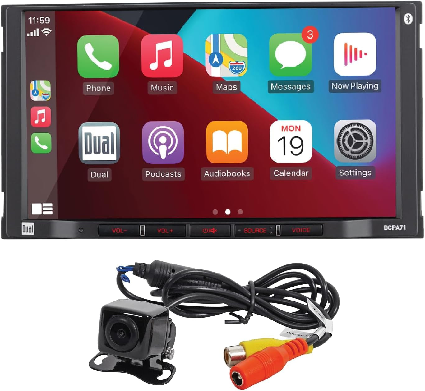 DCPA71 7-Inch Certified Apple Carplay Android Auto | Double DIN Touchscreen Car Stereo Radio | Bluetooth Hands Free Calling & Music Streaming | Backup Camera Input