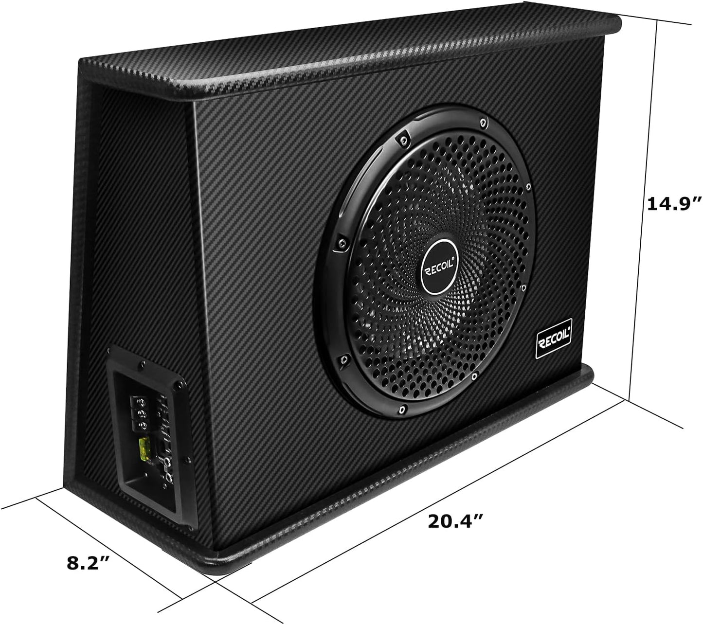 SWS10 10 Inch 600W Slim Active Ported Subwoofer Enclosure with Installation Wiring Kits and Line Output Converter/Line Driver