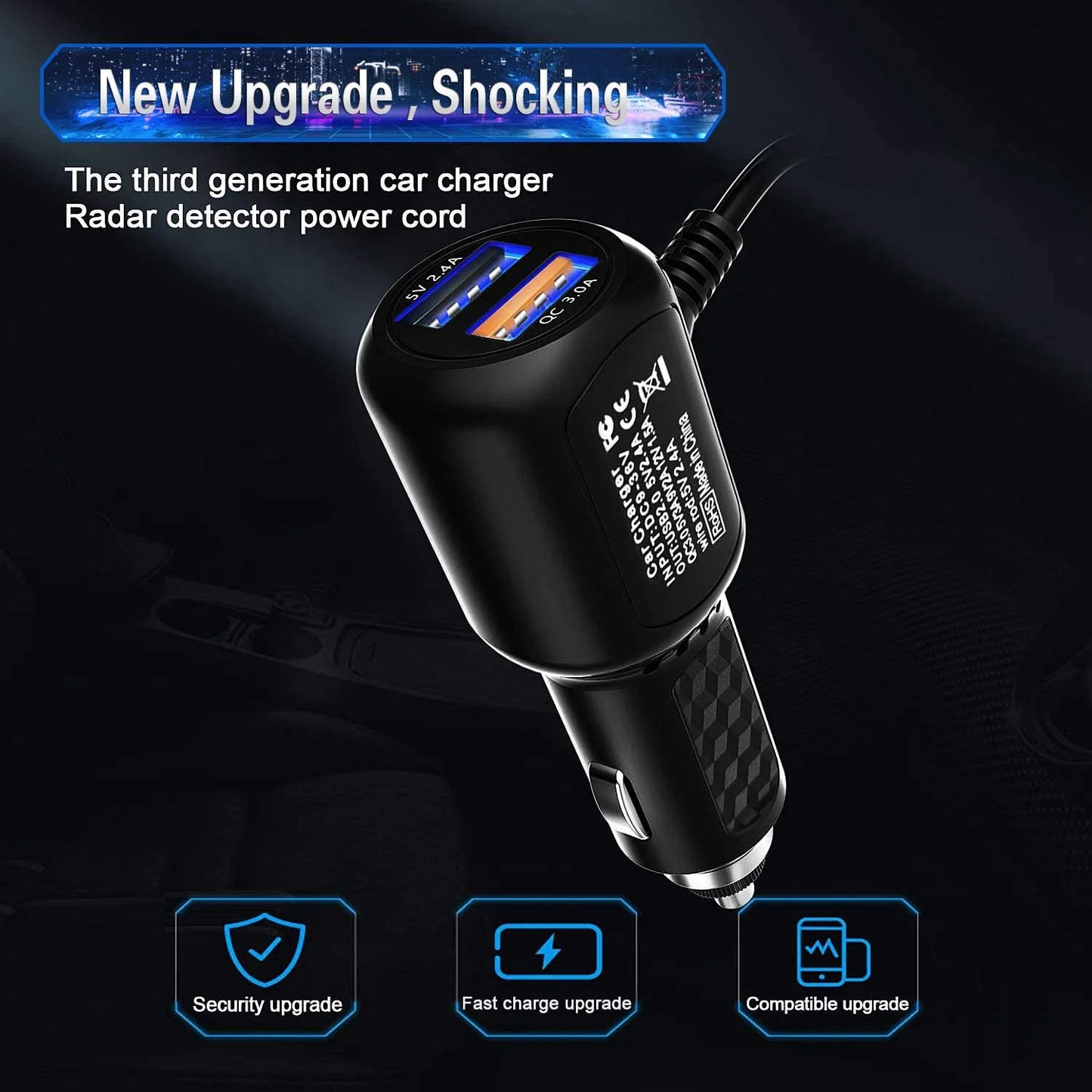 Radar Detector Power Cord,Dc3.5 Plug for Uniden Escort Valentine Beltronics Passport Cobra Whistler