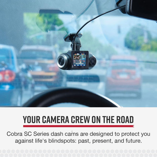 Smart Dash Cam with Interior Cam (SC 201) - Full HD 1080P Resolution, Built-In Wifi & GPS, Live Police Alerts, Incident Reports, Emergency Mayday, Drive Smarter App, 16GB SD Card Incl.