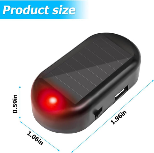 2PCS Car Solar Power Simulated Dummy Alarm, Warning Anti-Theft Vehicle LED Flashing Security Light Fake Lamp with USB Charger Port, Auto Interior Accessories, Universal for Most Cars (Blue/Red)