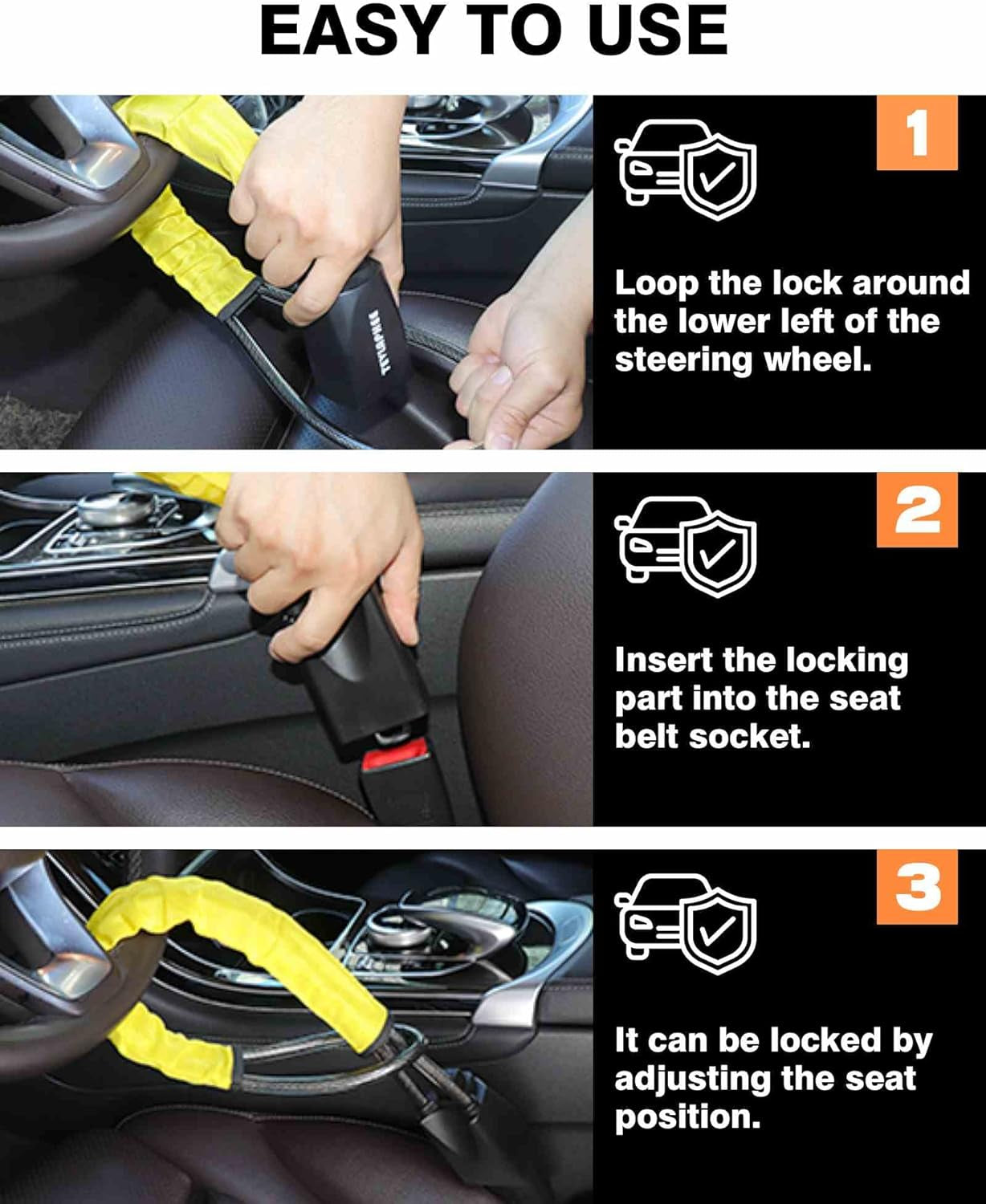 Steering Wheel Lock Seat Belt Lock Universal anti Theft Device Car Lock