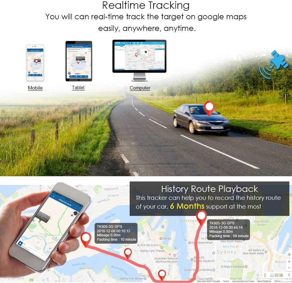 4G GPS Tracker for Vehicles Hidden Magnetic Vehicles GPS Tracker Locator Real Time GPS Tracker for Car Motorcycles Trucks with Anti-Theft Alarm,Stand by 50 Days Super Cheap $5 Monthly Fee - 4G TK905