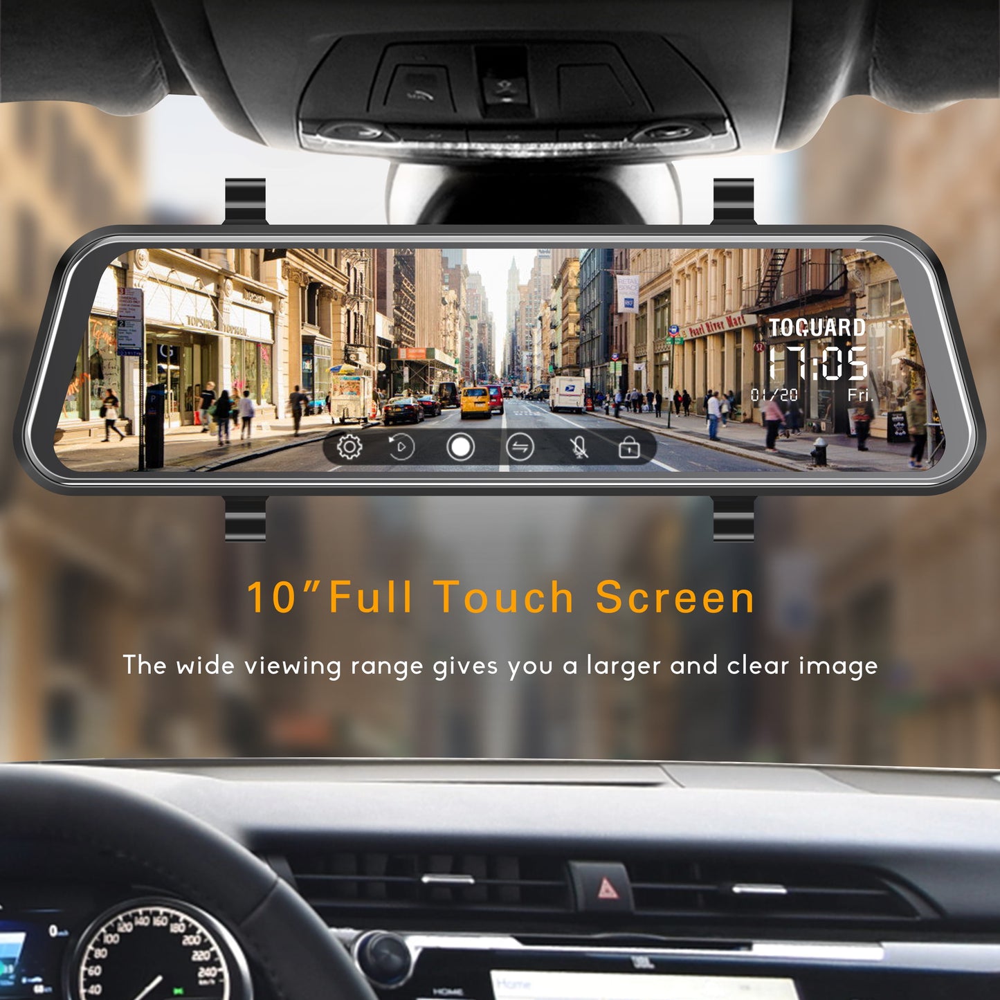 1080P Mirror Dash Cam for Car, 10" Full Touch Screen Dashcam Front and Rear, Night Vision, Parking Assist, Loop Recording, G-Sensor