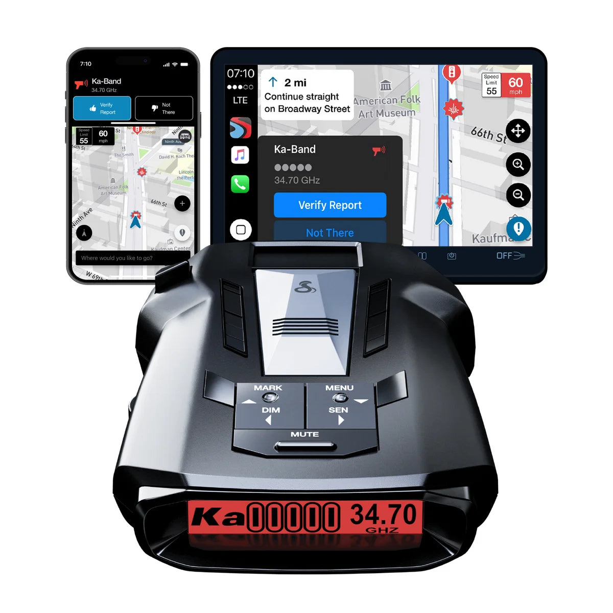 Cobra RAD 700I Laser Radar Detector - Premium Detection Range, Autolearn Intelligence, Advanced Filtering, Apple Carplay & Android Auto, Front & Rear Detection