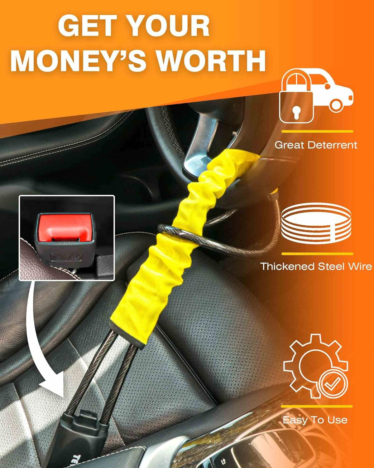 Steering Wheel Lock Seat Belt Lock Universal anti Theft Device Car Lock