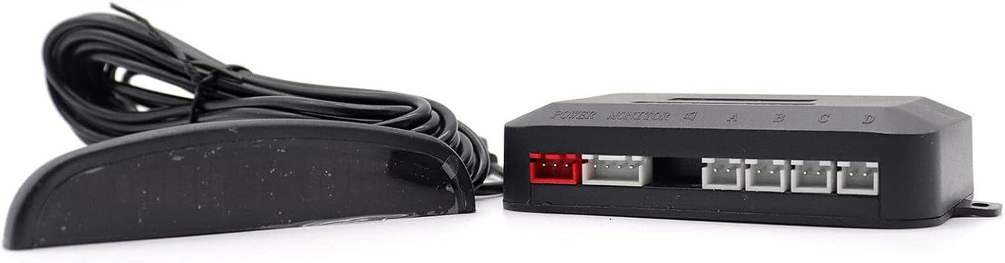 Car Auto Vehicle Visual Reverse Backup Radar System with 4 Parking Sensors LED Distance Detection Display Info Video Output Beep Sound Warning (Black Color)