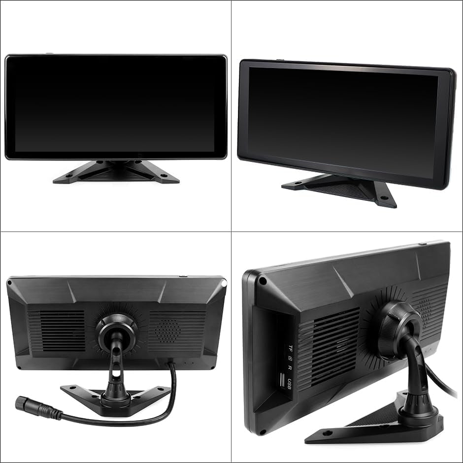 Car Backup Cameras System with 4K 10.36" Touch Screen Quad Display Monitor & 4Pcs 1080P Backup AHD Cameras, MP5 Player, Vehicle DVR Recorder for Rv/Truck/Bus/Trailer/Camper/Van