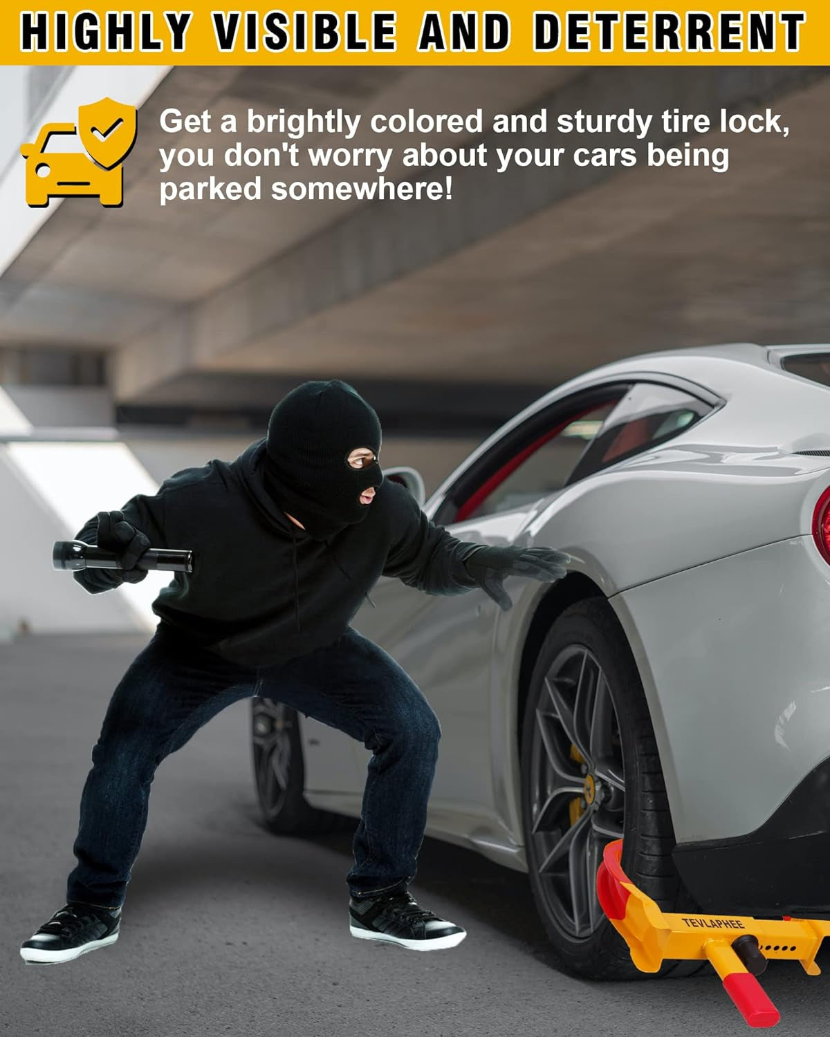 Steering Wheel Lock and Car Wheel Lock Double Protection for Your Car anti Theft