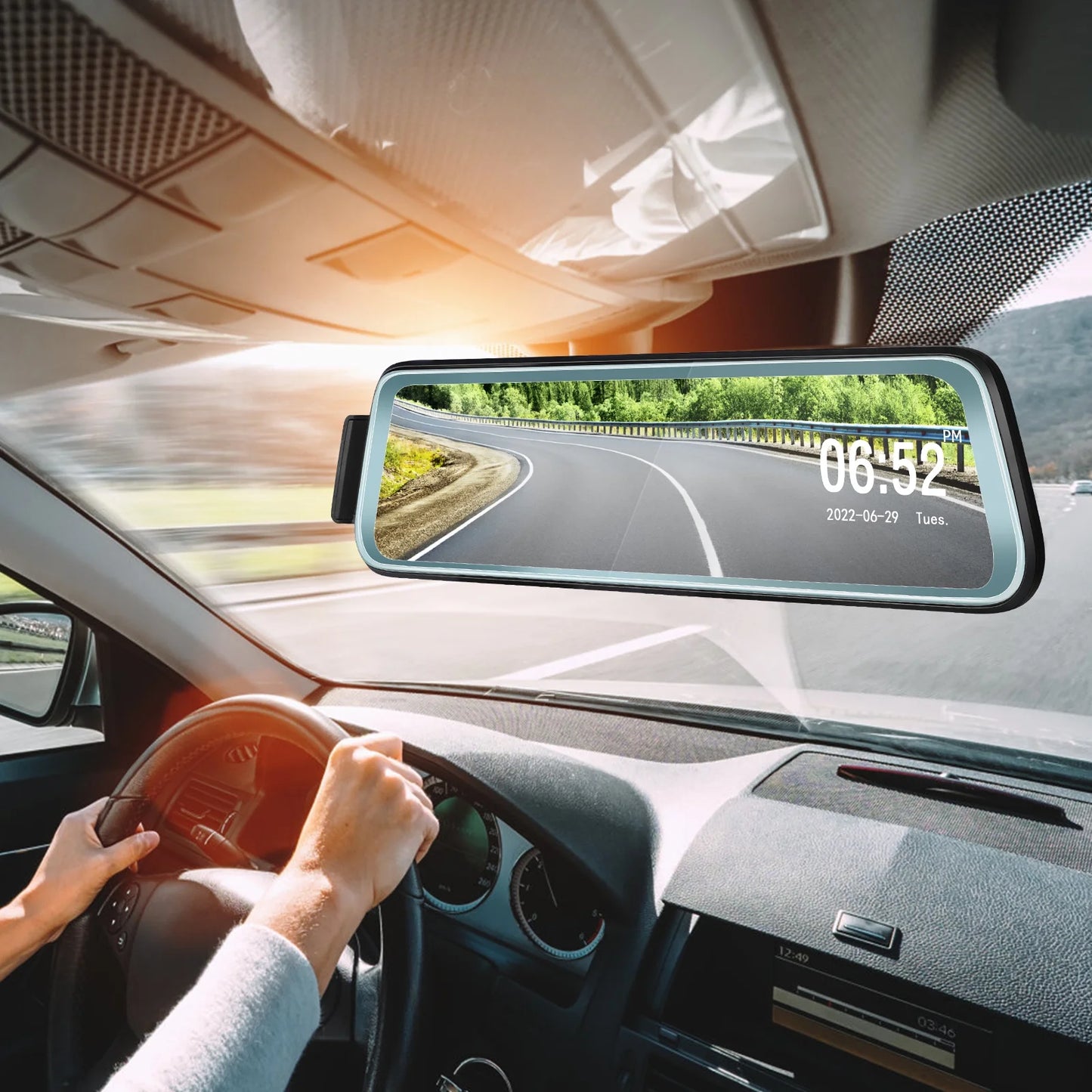 10 Inch Touch Screen Car Camera 10" Rearview Mirror FHD 1080P Dash DVR Cam Backup Camera Night Vision Front and Rear Dual Lens Video Recorder Reversing