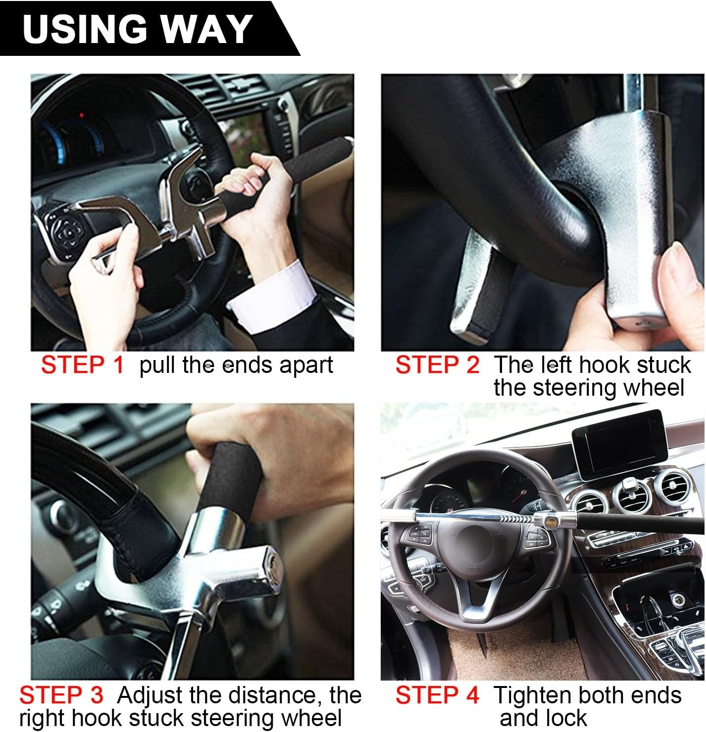 Steering Wheel Lock and Car Wheel Lock Double Protection for Your Car anti Theft