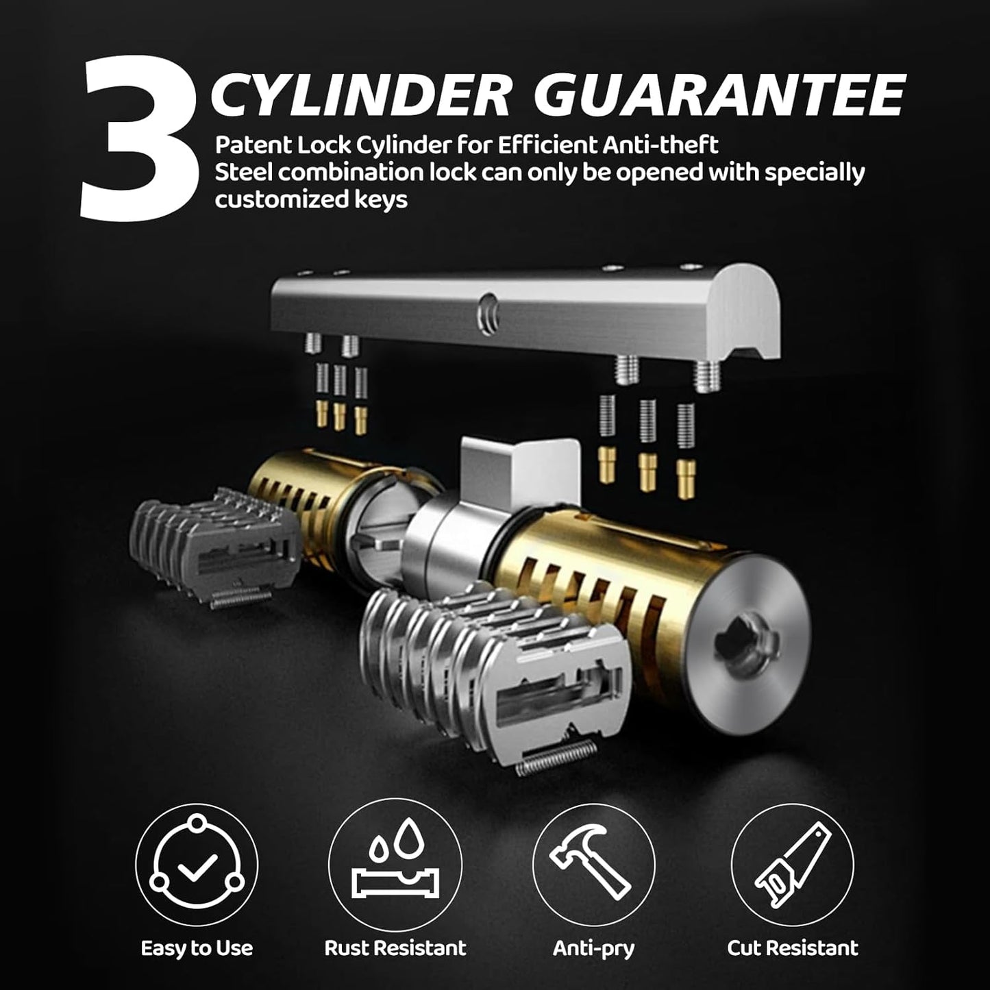 Steering Wheel Lock Anti-Theft Device - Car Theft Prevention with 3 Keys, Universal Wheel Lock for Cars, Trucks, Suvs (80Cm)