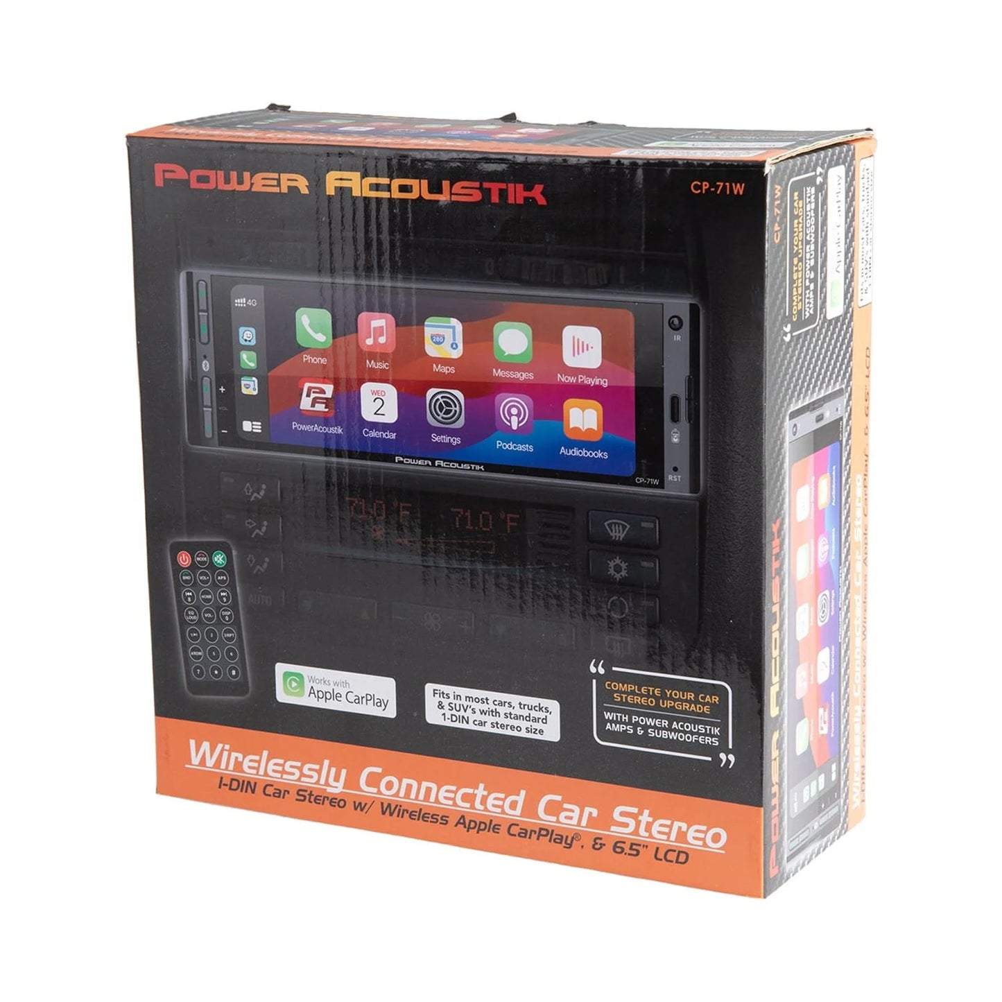 CP-71W Single DIN 6.5" Color Touchscreen Car Stereo with Bluetooth Connected Apple Carplay + Android Auto (New)