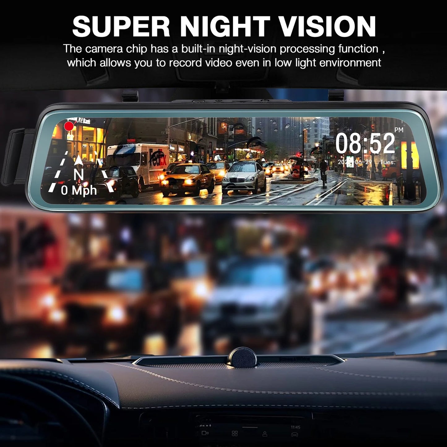 10 Inch Touch Screen Car Camera 10" Rearview Mirror FHD 1080P Dash DVR Cam Backup Camera Night Vision Front and Rear Dual Lens Video Recorder Reversing