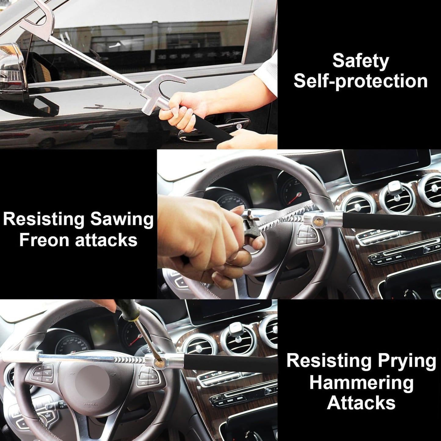 Steering Wheel Lock and Car Wheel Lock Double Protection for Your Car anti Theft