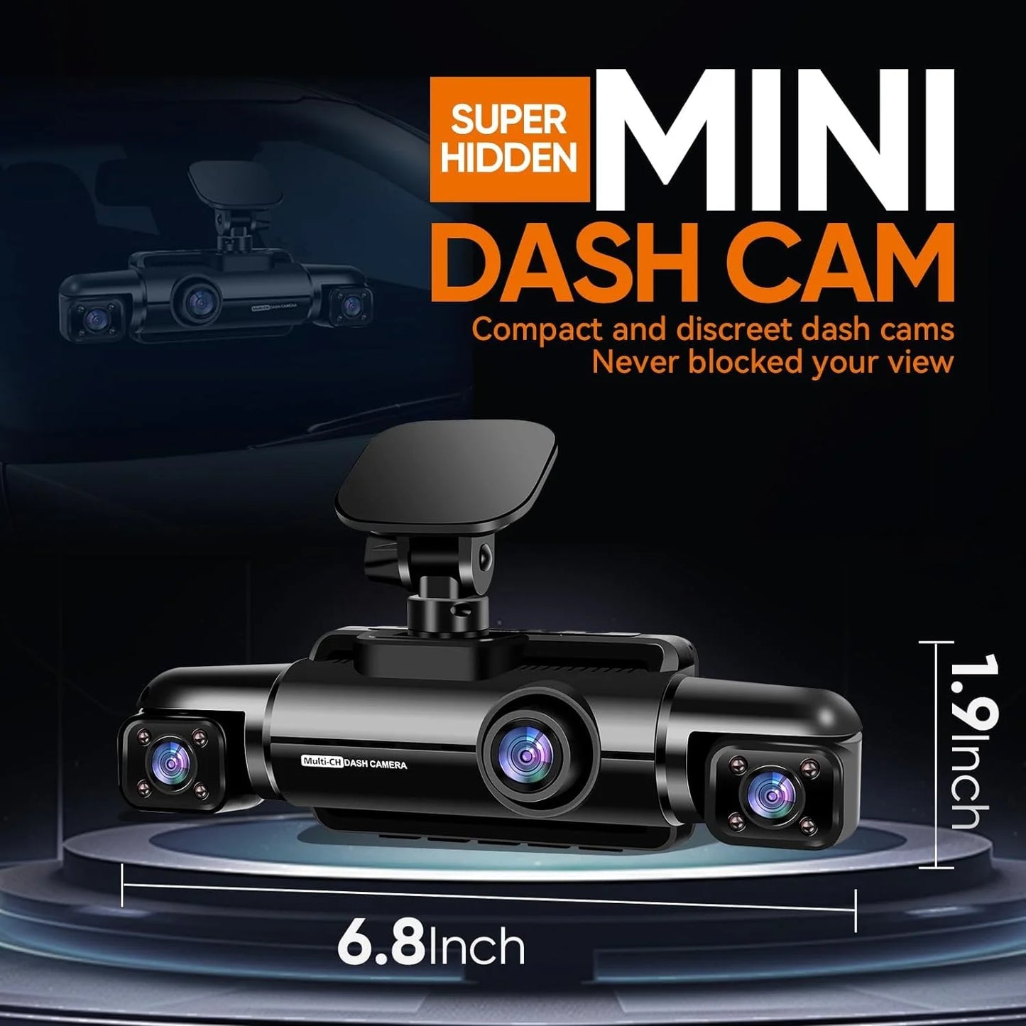 GPS Dash Cam Front and Rear Inside,4K/2K Dashcam with Wi-Fi&App Voice Control, 4 Channel FHD Dash Cam,360° Car Camera with 64GB Card, Loop Recording, Parking Mode,Night Vision