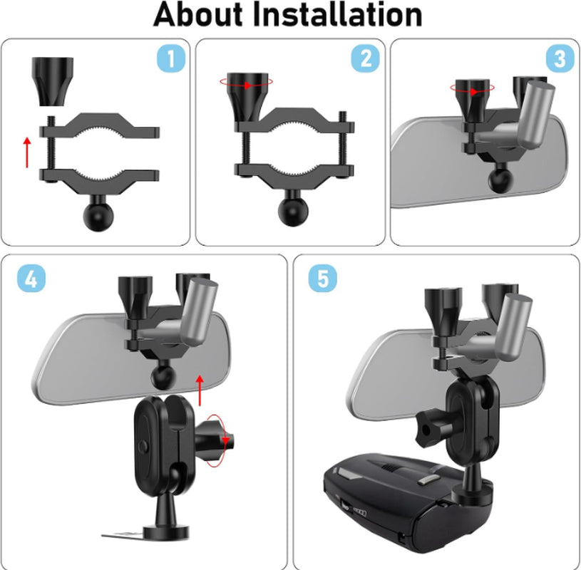 Car Rear View Mirror Radar Detector Mount, for Cobra RAD 480I Radar Detector,Eas