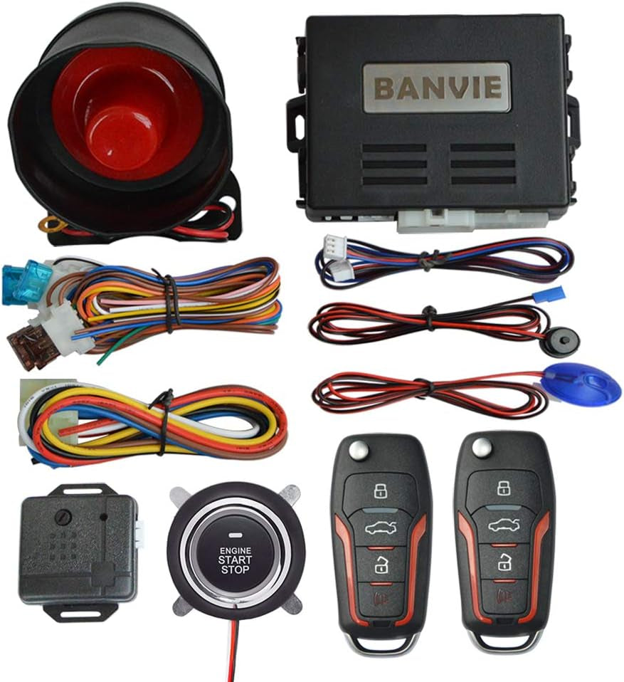 ① Car Keyless Entry Security Alarm System + ② Remote Engine Starter + ③ Push to Start Stop Iginition Kit Button