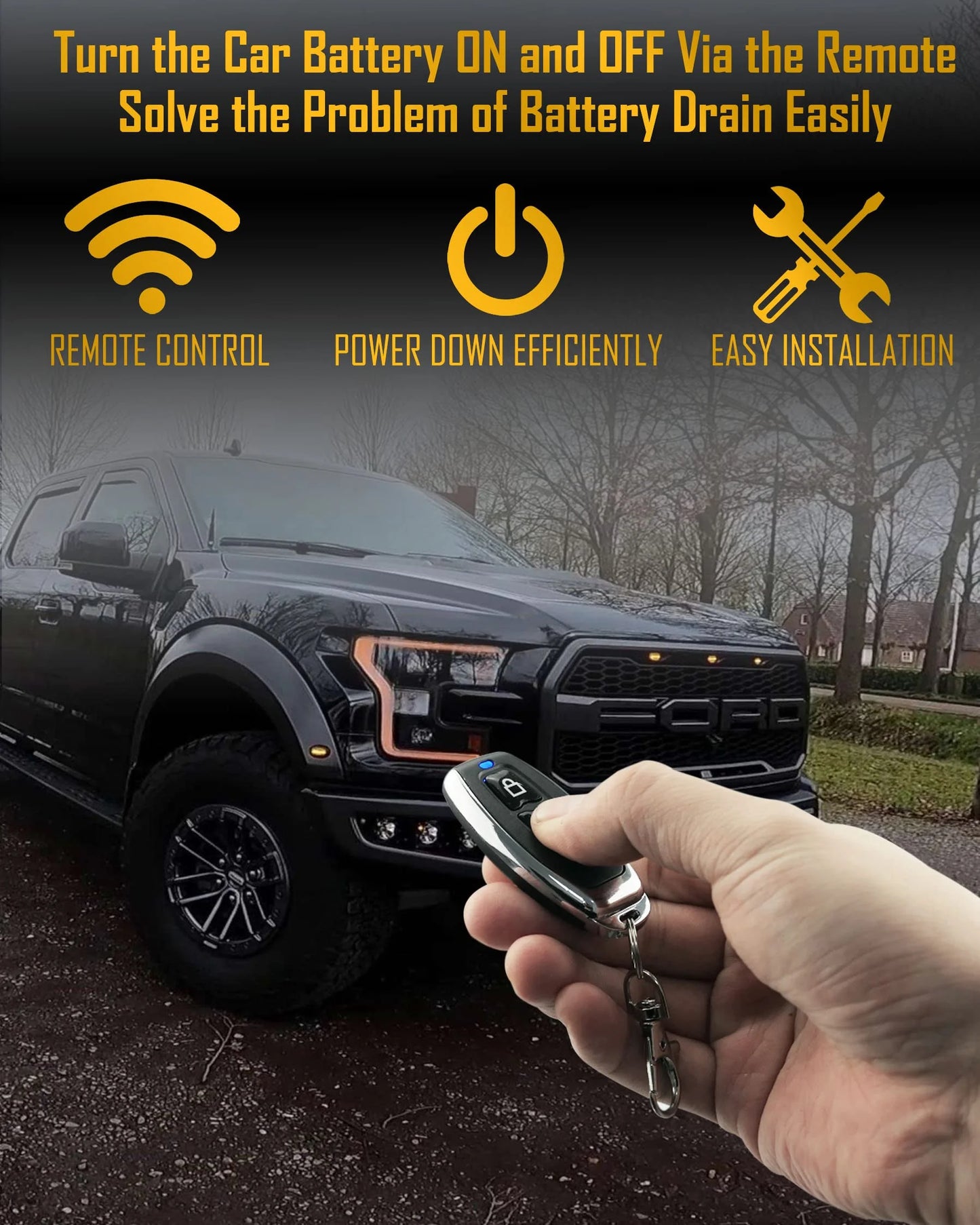 Remote Battery Disconnect Switch 12V, 250A, Upgrade Prevent Battery Drain,Disconnect Negative Car Kill Switch Anti-Theft,