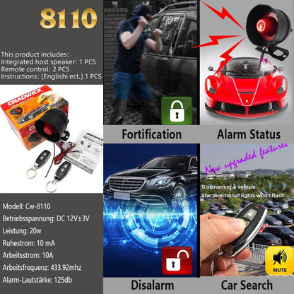 Car Alarm System for Theft Prevention with Sound, anti Theft Car Security Device Alarm System with 2 Remote Starts, Universal 12V Loud Horn 120Db 6 Tone 7-Level Sensitivity Car Alarm Siren