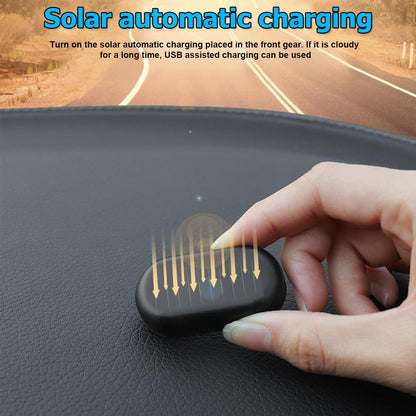 2PCS Car Solar Power Simulated Dummy Alarm, Warning Anti-Theft Vehicle LED Flashing Security Light Fake Lamp with USB Charger Port, Auto Interior Accessories, Universal for Most Cars (Blue/Red)