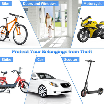 Anti-Theft Bike Alarm with Remote, Wireless Alarm System 115Db Loud Sound, 3D Motion Sensor, Waterproof, USB-C Rechargeable, LED Indicators, for Bike, Bicycle, Ebike, Motorcycle, Car, Trailer, Scooter